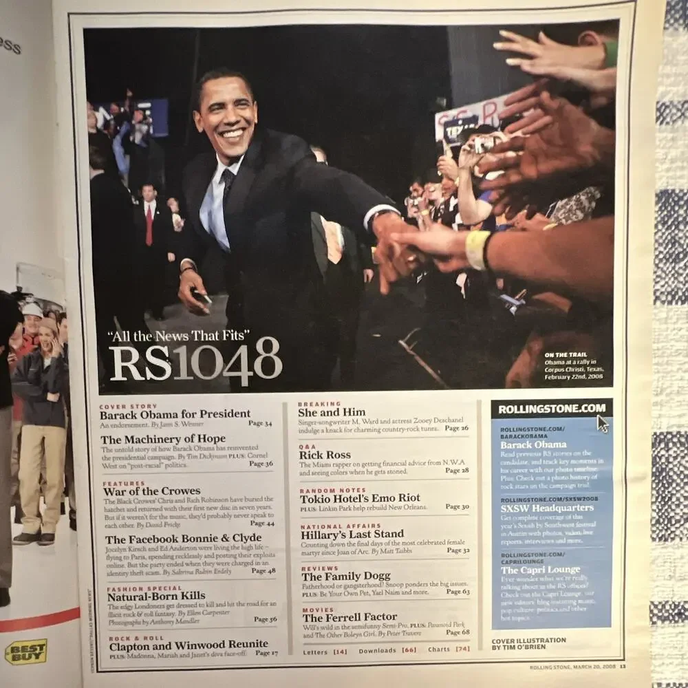 Rolling Stone Magazine Mar 2008 Issue 1048 Barack Obama A New Hope